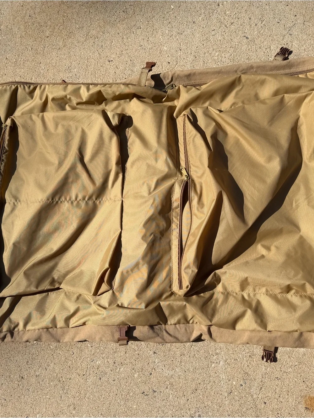 Eddie Bauer Edition Ford Khaki Canvas & Leather Garment Bag Luggage Travel Bag